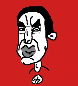 chudjak, adams apple, art, big lips, black hair, bushy eyebrows, chud, closed mouth, clothes, drawing