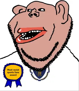 impish soyak ears, impish amerimutt, amerimutt, award, black sclera, brown skin, clothes, ear, flag, latin text