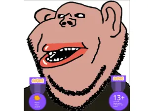 impish soyak ears, impish amerimutt, award, black sclera, mutt lips, scratch, stubble, teeth, white background, white eyes
