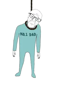 feraljak, closed mouth, clothes, crying, dad, father, frown, frowning, full body, glasses