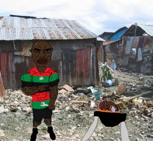 bernd, chudjak, unbotheredchud, africa, bald, black skin, buff, cannibalism, clothes, cooking
