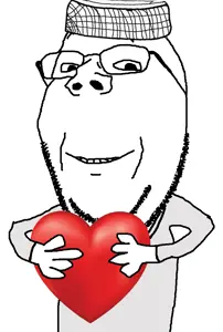 gapejak, wholesome soyjak, arab, arm, glasses, hands, happy, heart, holding heart, holding object
