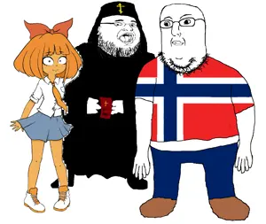 mymy schoppenboer, fatjak, norwegian, 2soyjaks, bible, bowtie, closed mouth, clothes, country, cross