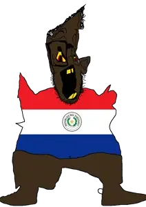 sloppy, slopjak, black skin, ear, flag, glasses, open mouth, paraguay, soyjak, spanish text