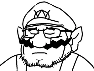 wario, wahjak, its over, chin, closed eyes, closed mouth, clothes, glasses, hat, its over (phrase)