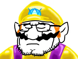 wario, wahjak, colorjak, its over, 2000s, chin, closed eyes, closed mouth, clothes, frutiger aero