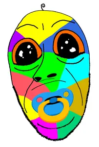 cobson, gerald, colorjak, oh my god she is so attractive, baby, deformed, hair, orange eyes, pacifier, redraw
