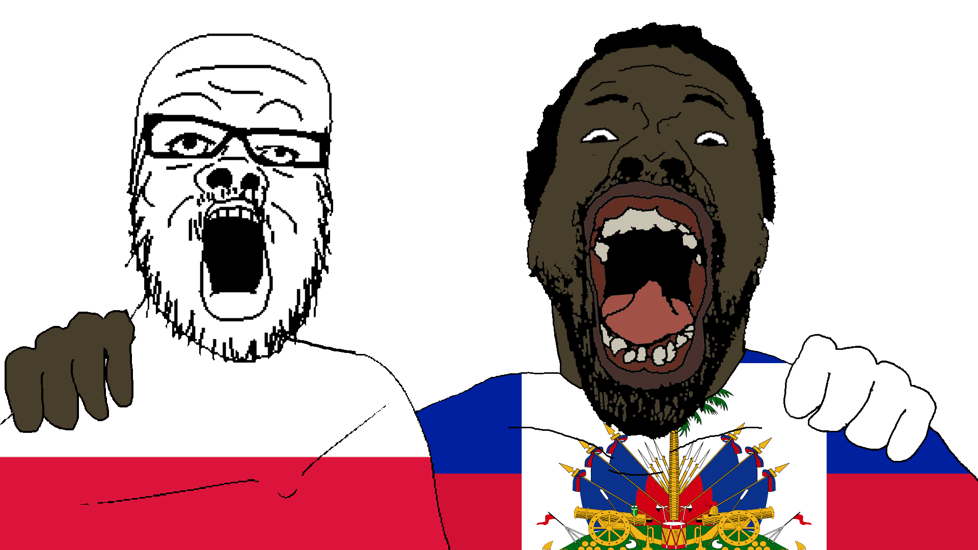a24 slowburn soyjak, nigjak, 2soyjaks, beard, black skin, friendship, glasses, hair, haiti, hands