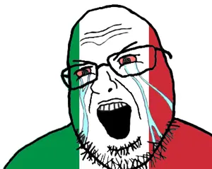 shotjak, crying, falg, glasses, italy, open mouth, red eyes, soyjak, stubble, italy