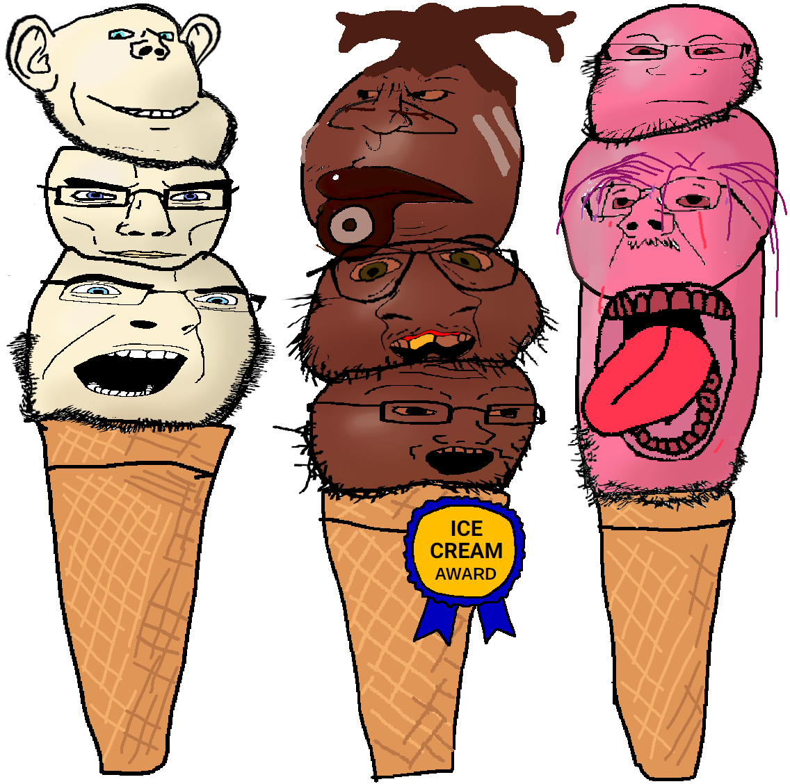 bernd, chudjak, cobson, feraljak, gapejak, impish soyak ears, markiplier soyjak, meximutt, soyak, chudjak front