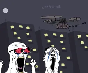 excited soyjak, reaction soyjak, soyak, wewjak, 2soyjaks, cyrillic text, drone, music, open mouth, russo ukrainian war