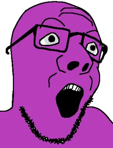 npestajak, bald, glasses, incel, purple, purple skin, soyjak, stubble, teeth