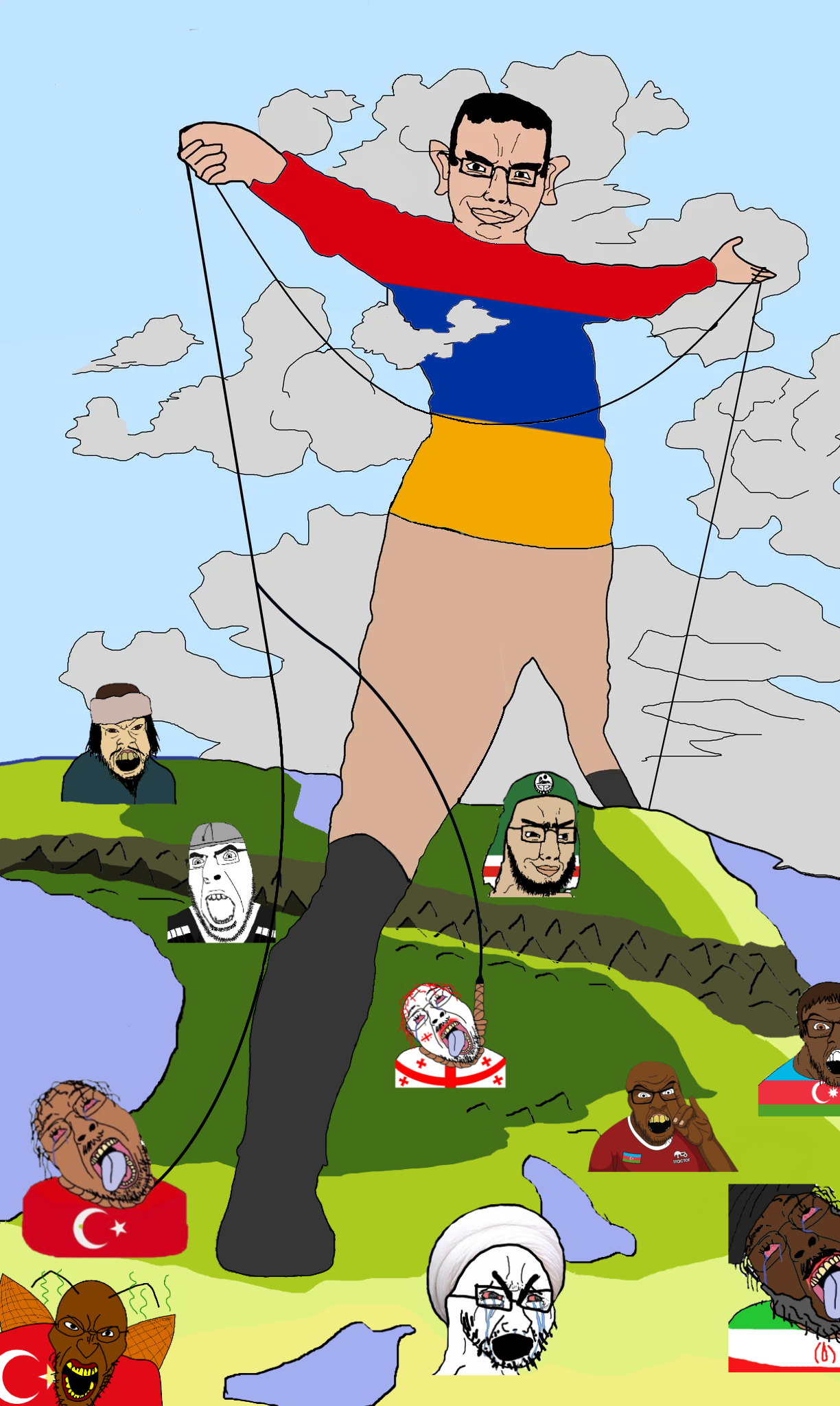 angry soyjak, bernd, chudjak, cobson, cryboy soyjak, feraljak, the rhodes colossus, animal, armenia, azerbaijan
