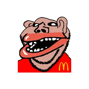 impish soyak ears, impish amerimutt, amerimutt, animated, brown skin, open mouth, soyjak, stubble