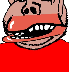 impish soyak ears, impish amerimutt, amerimutt, mutt, open mouth, soyjak, stretched mouth, stubble