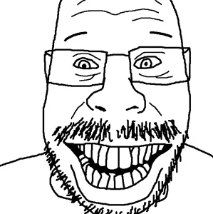 monstrous soyak weed, glasses, open mouth, soyjak, stubble, teeth