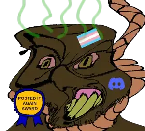 feraljak, crazyguyjak, slopjak, ack, award, bloodshot eyes, brown eyes, brown skin, content aware, discord