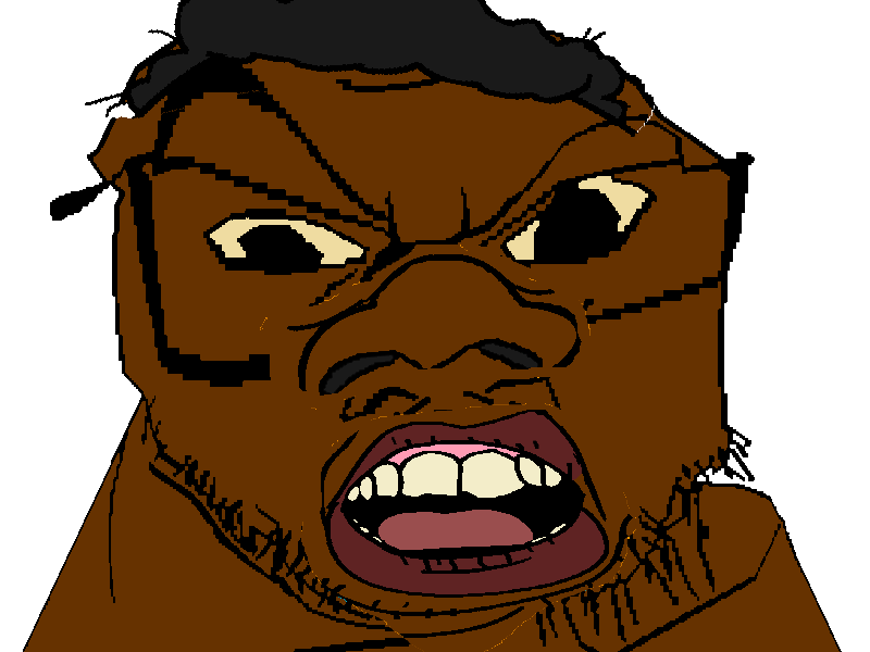 feraljak, crazyguyjak, feralnigger, black eyes, brown skin, content aware, distorted, glasses, hair, large nose