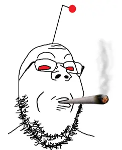 gapejak, antenna, glasses, r trees, red eyes, reddit, smoke, smoking, soyjak, stubble