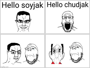 chudjak, gapejak, markiplier soyjak, chudjak front, wholesome soyjak, comic, crying, imgflip.com, large eyes, looking at you