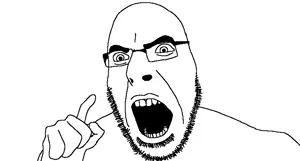jobe smith, cobson, beard, glasses, open mouth, pointing, pointing up, stubble, the lawnmower man