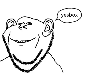 impish soyak ears, bald, ear, smile, speech bubble, stubble, teeth, white background, yesbox