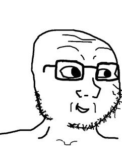 wojak, gojak, glasses, smile, stubble