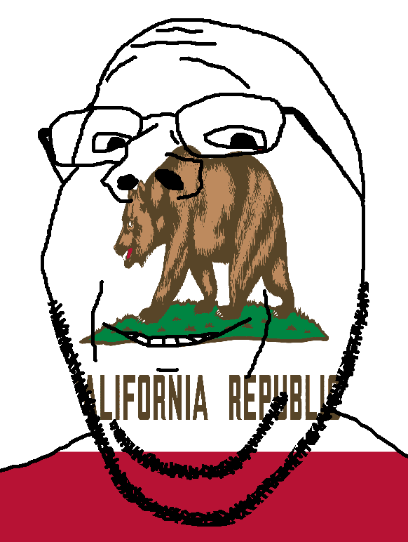gapejak, wholesome soyjak, bear, california, flag, glasses, looking at you, smile, soyjak, stubble