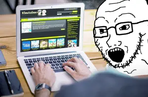soyak, anime, computer, glasses, kissanime, laptop, open mouth, piracy, screen, soyjak