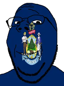 gapejak, wholesome soyjak, flag, glasses, looking at you, maine, smile, soyjak, star (symbol), stubble