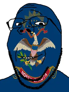 gapejak, wholesome soyjak, eagle, flag, glasses, latin text, looking at you, north dakota, smile, soyjak