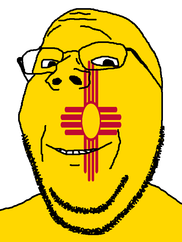 gapejak, wholesome soyjak, flag, glasses, looking at you, new mexico, smile, soyjak, stubble, teeth