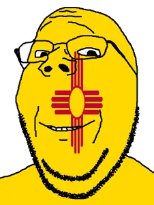 gapejak, wholesome soyjak, flag, glasses, looking at you, new mexico, smile, soyjak, stubble, teeth