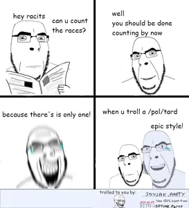 trollface, cobson, soyak, 'toss, /pol/tard, bigot, comic, laughing, newspaper, racism