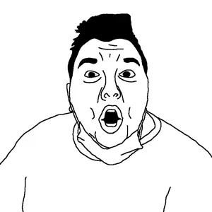 nikocado avocado, cadojak, 1soyjak, clothes, ear, hair, monochrome, open mouth, soyjak, uncolored skin