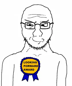 soyak, soyak front, award, front view, glasses, smirk, smug, text