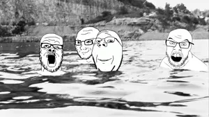 a24 slowburn soyjak, feraljak, gapejak, soyak, wholesome soyjak, 4soyjaks, album cover, closed mouth, glasses, music