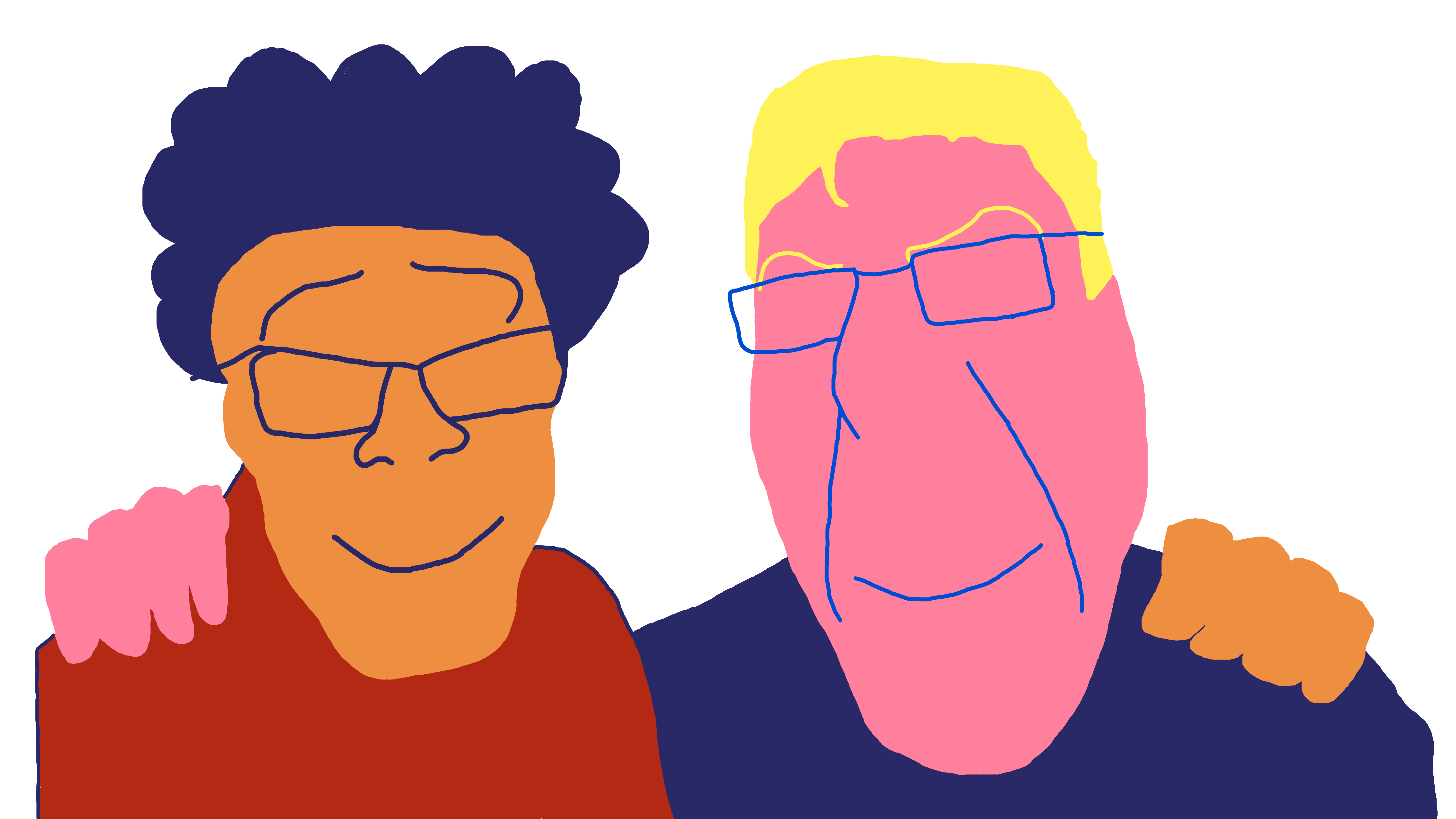 cobson, feraljak, no more brother wars, 2soyjaks, afro, blonde hair, brown skin, closed mouth, corporate memphis, glasses