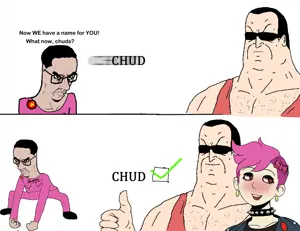 chudjak, animated, communism, enbie, female, girl, hammer and sickle, leftypol, seething, text