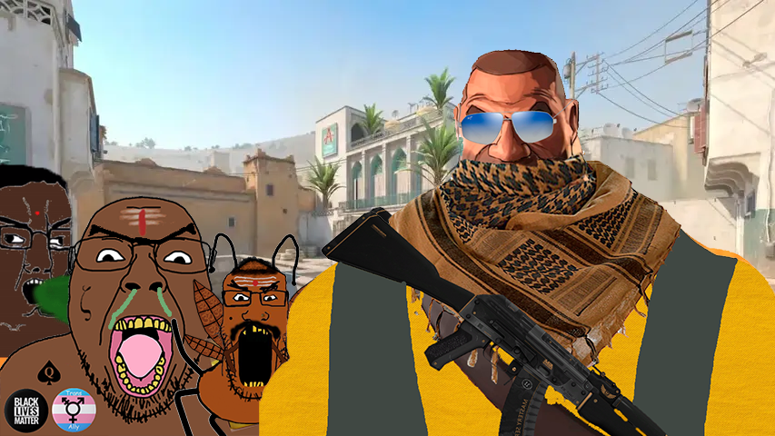 soldier (team fortress 2), bernd, chudjak, markiplier soyjak, hanging troonjak, troonjak, slopjak, ack, ak-47, angry