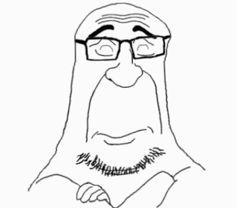 pissluffare, agreeing, animated, arm, bushy eyebrows, closed eyes, closed mouth, crossed arms, eyebrows, forehead lines