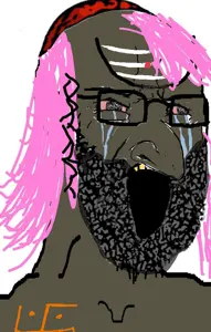 happy merchant, soyak, angry, beard, bloodshot eyes, brown troonjak, crying, eyebrows, forehead lines, forehead mark