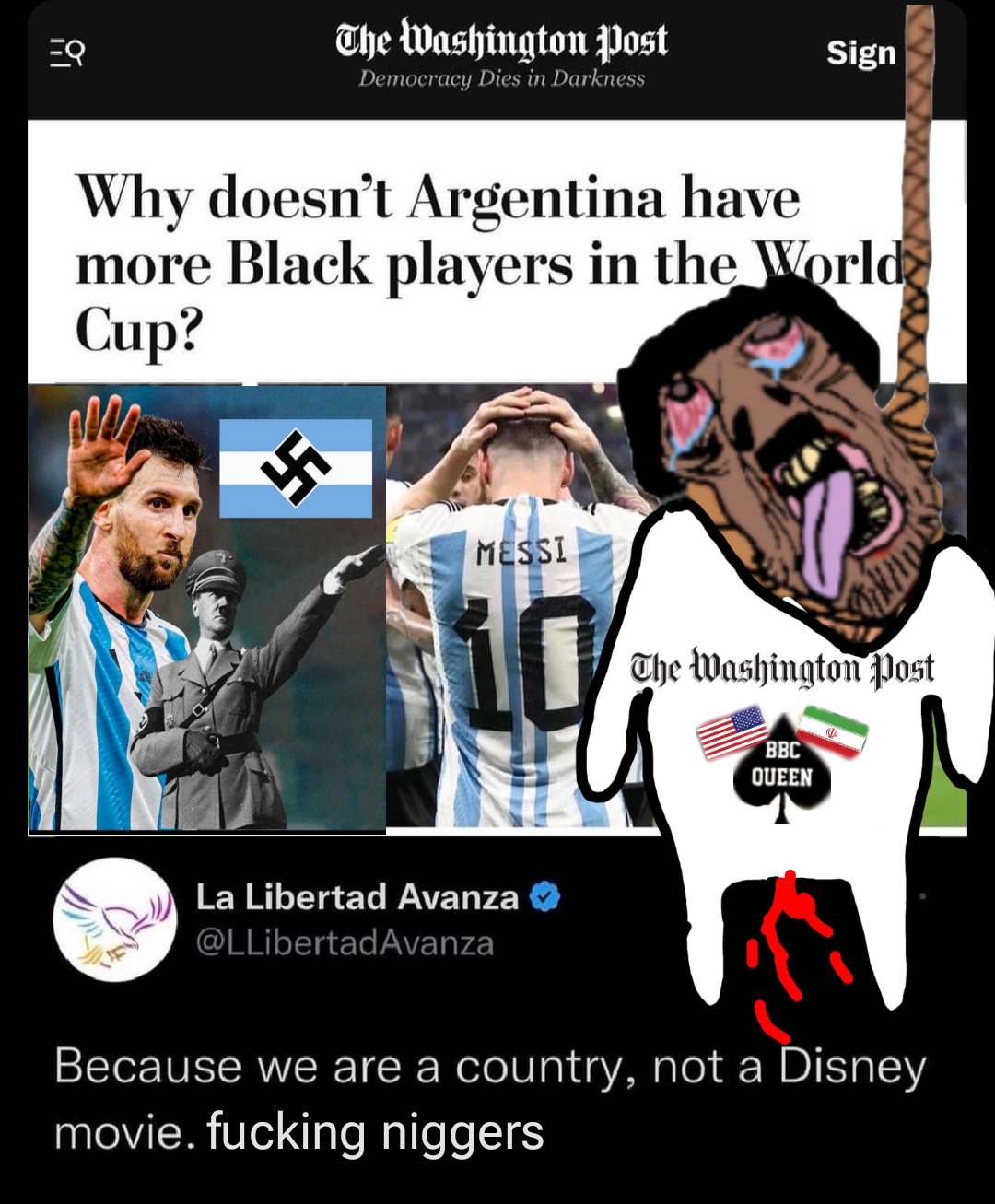 bernd, brunetto, argentina, argentina national football team, bbc department, bloodshot eyes, brown skin, crying, hair, messi