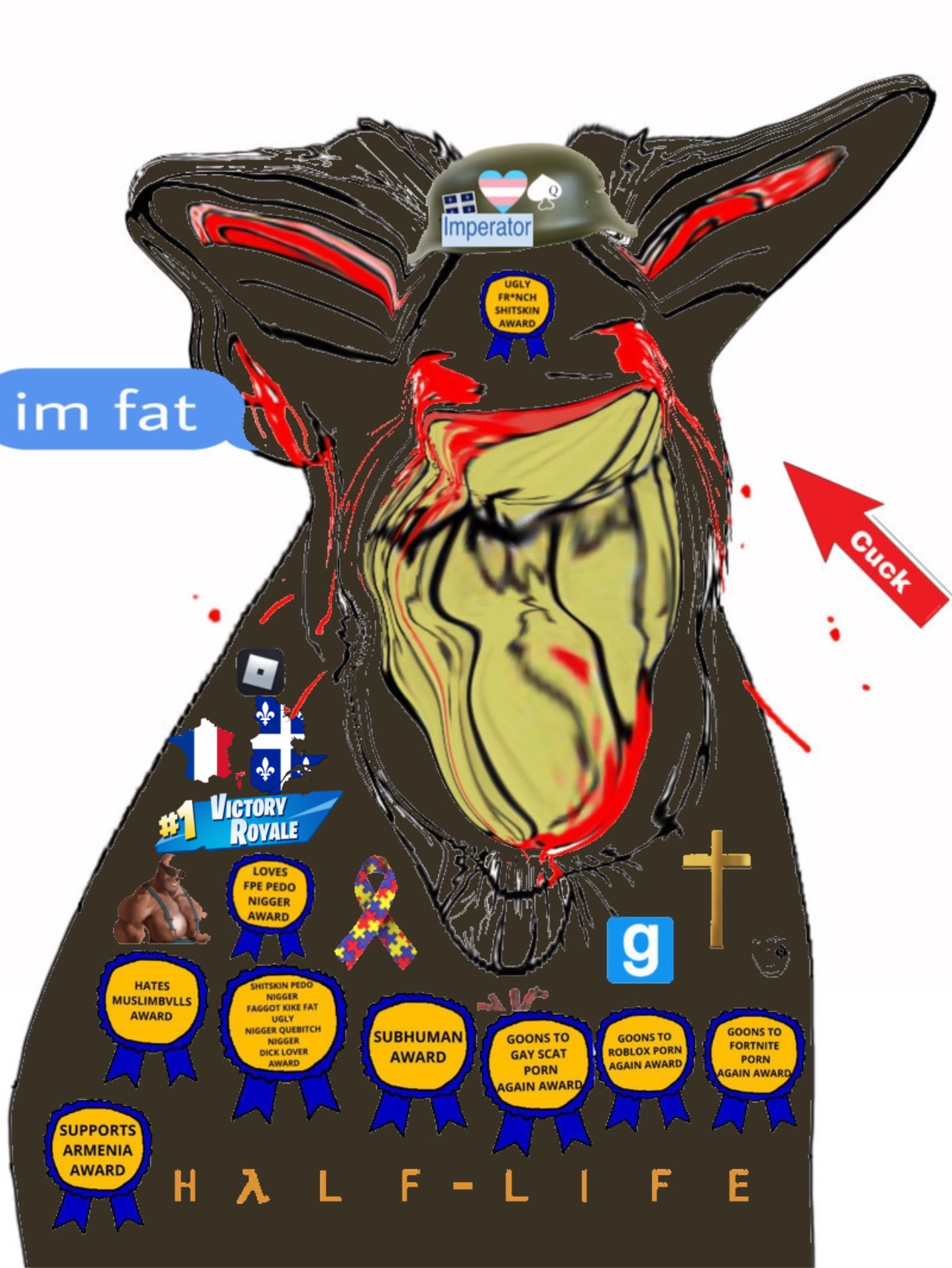 cobson, feraljak, slopjak, 2soyjaks, angry, autism, award, badge, blood, blood from eyes