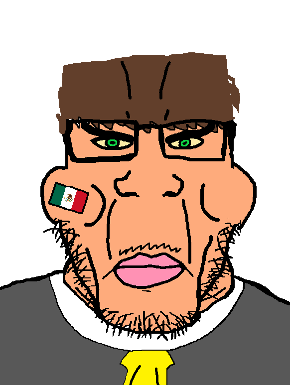 chudjak, markiplier soyjak, meximutt, chudplier, namefag hybrids, angry, brown hair, closed mouth, glasses, gray shirt