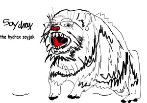 gapejak, animal, ear, eyelashes, full body, glasses, hydrax, open mouth, snout, soyjak