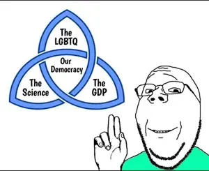 gapejak, wholesome soyjak, democracy, freemason, glasses, hands, lgbt, logo, science, smile