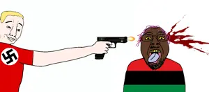 bernd, chudjak, 2soyjaks, africa, african american, arm, black skin, blonde hair, blood, blue eyes