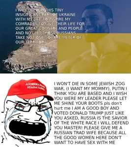 donald trump, gigachad, soyak, bloodshot eyes, buff, clothes, crying, distorted, flag, glasses