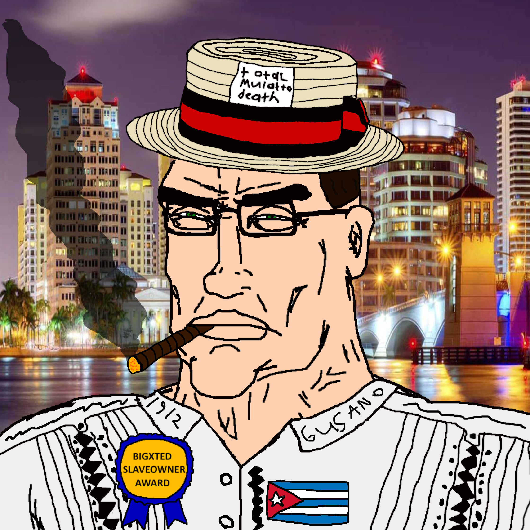 chudjak, perceptive chud, 1912, award, background, boater, cigar, city, clothes, cuba